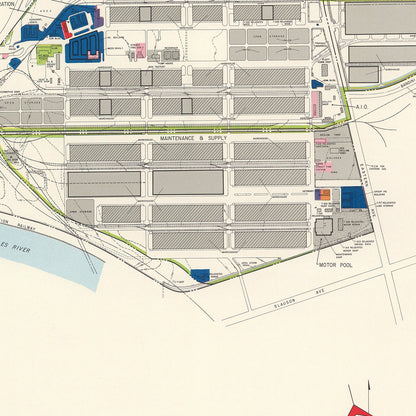 Vintage Map of Cheli Air Force Depot, California, 1952