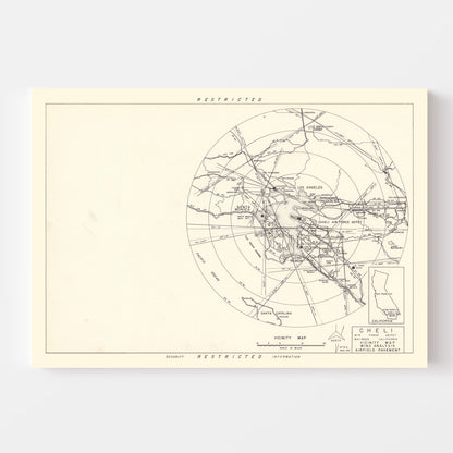 Vintage Map of Cheli Air Force Depot Vicinity, California 1952