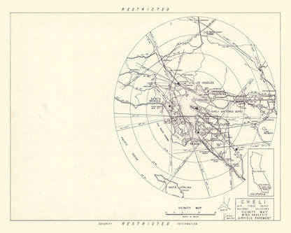 Vintage Map of Cheli Air Force Depot Vicinity, California 1952