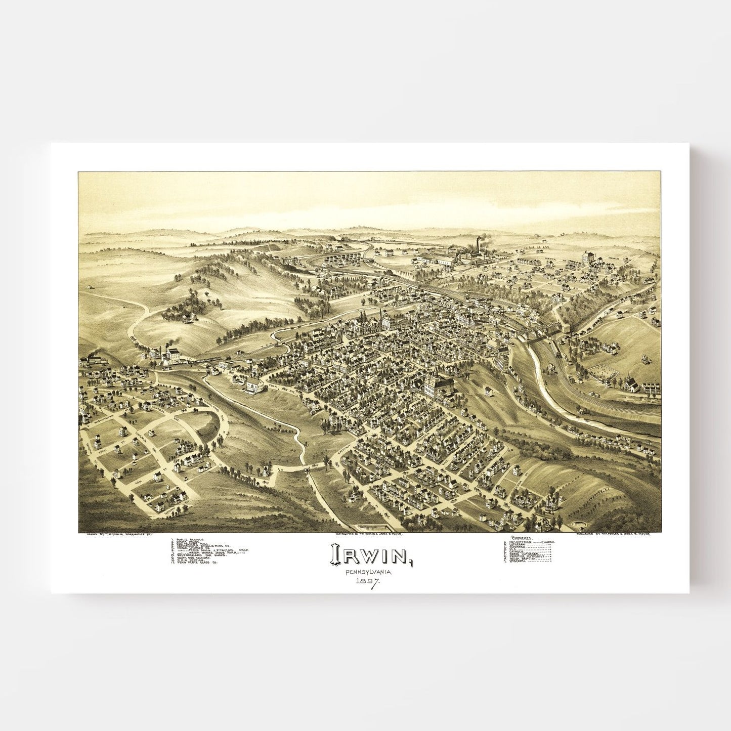 Vintage Map of Irwin, Pennsylvania, 1897