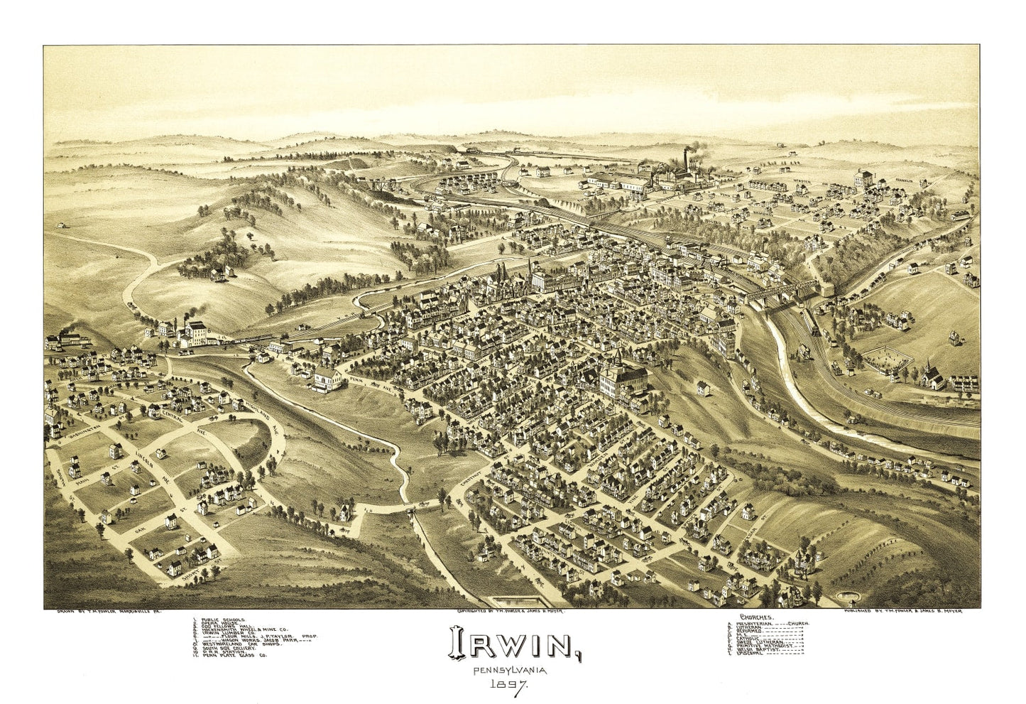 Vintage Map of Irwin, Pennsylvania, 1897