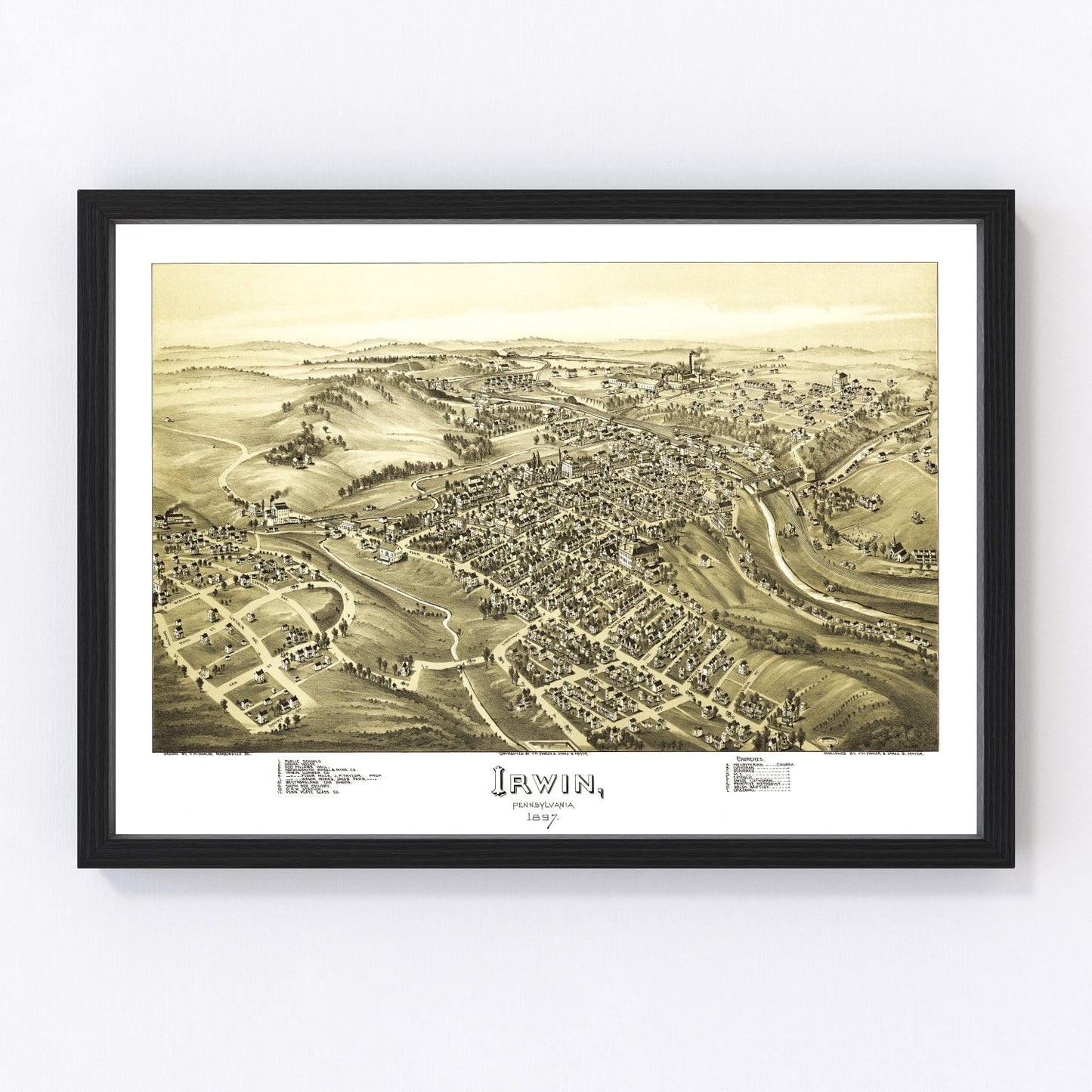 Vintage map of Irwin, Pennsylvania, 1897