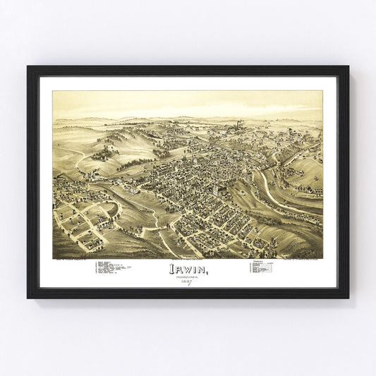 Vintage map of Irwin, Pennsylvania, 1897