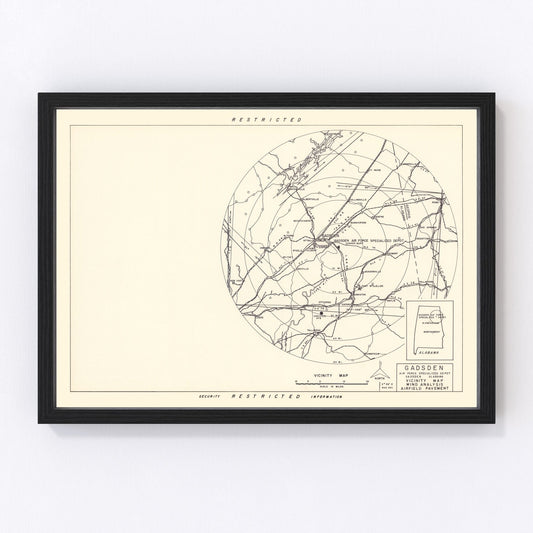 vintage map of Gadsden Air Force Depot, Etowah County, Alabama, 1952
