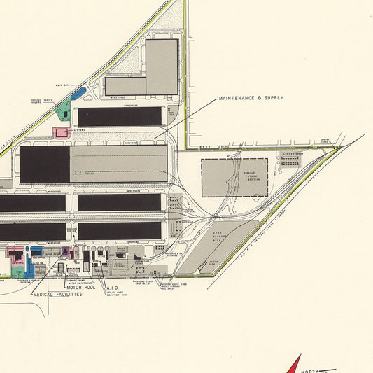 Vintage Map of Gentile Air Force Depot, Dayton, 1952