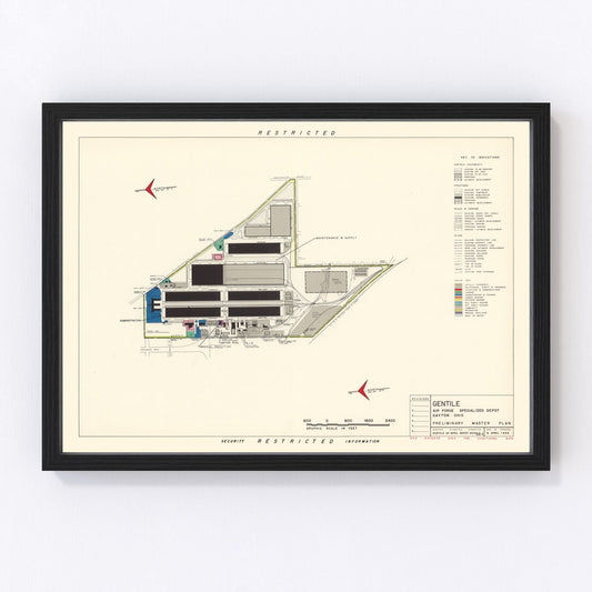 Vintage map of Gentile Air Force Depot, Dayton, 1952
