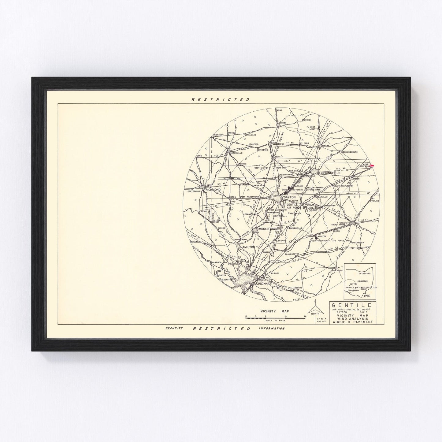 vintage map of Gentile Air Force Depot, Montgomery County, Ohio, 1952