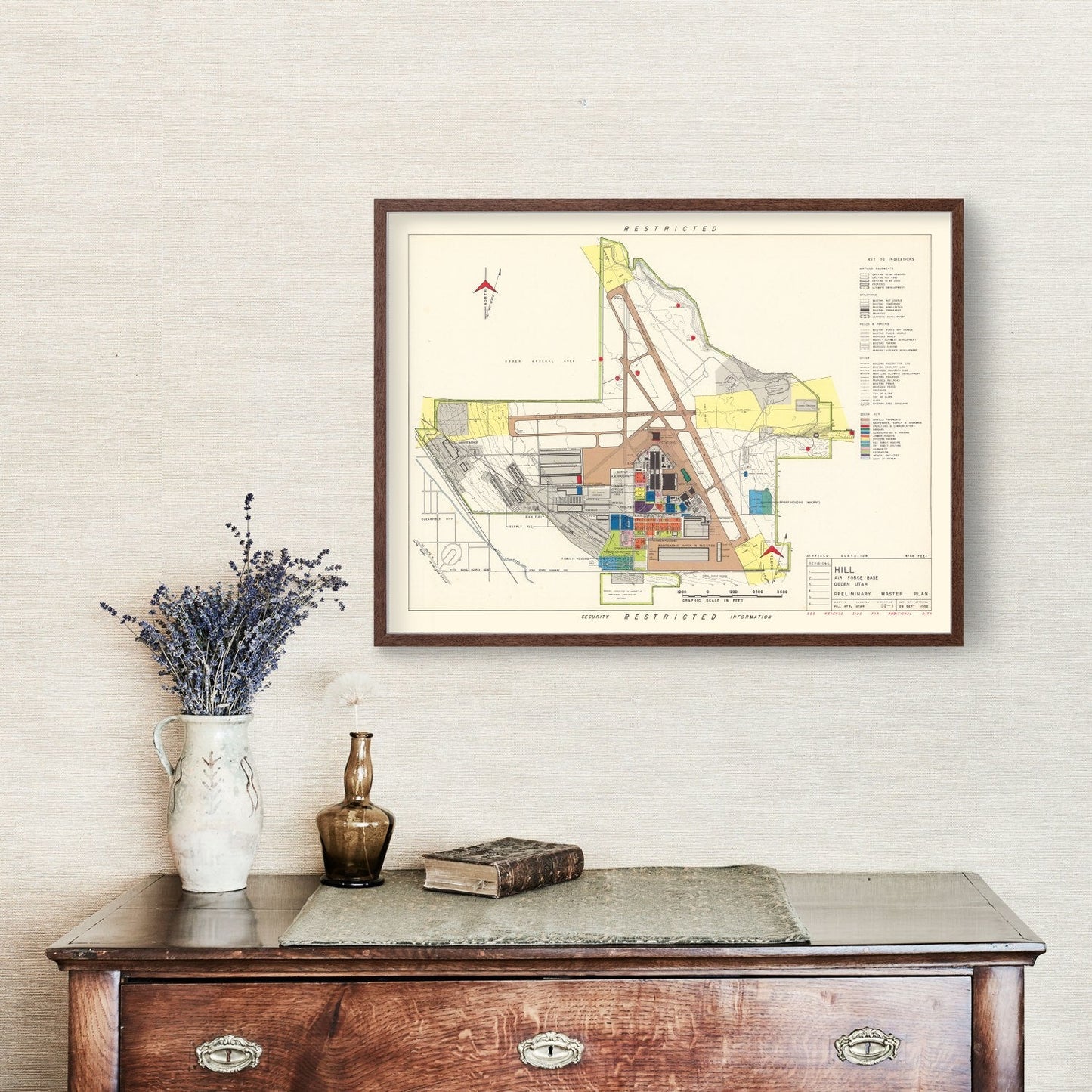 Vintage Map of Hill Air Force Base, Ogden, Utah, 1952