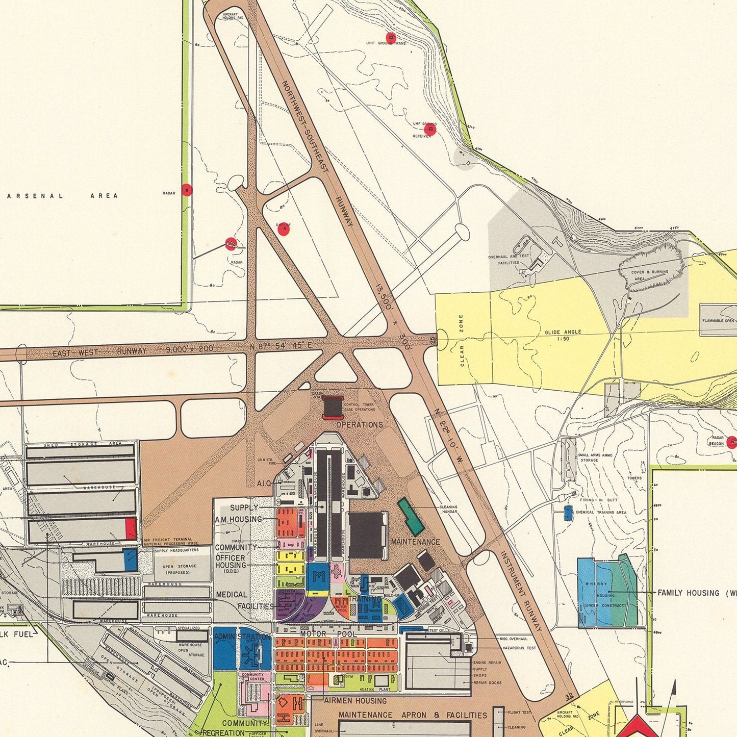 Vintage Map of Hill Air Force Base, Ogden, Utah, 1952