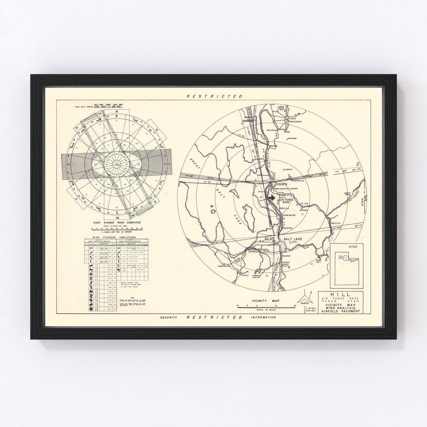 vintage map of Hill Air Force Base, Weber County, Utah, 1952