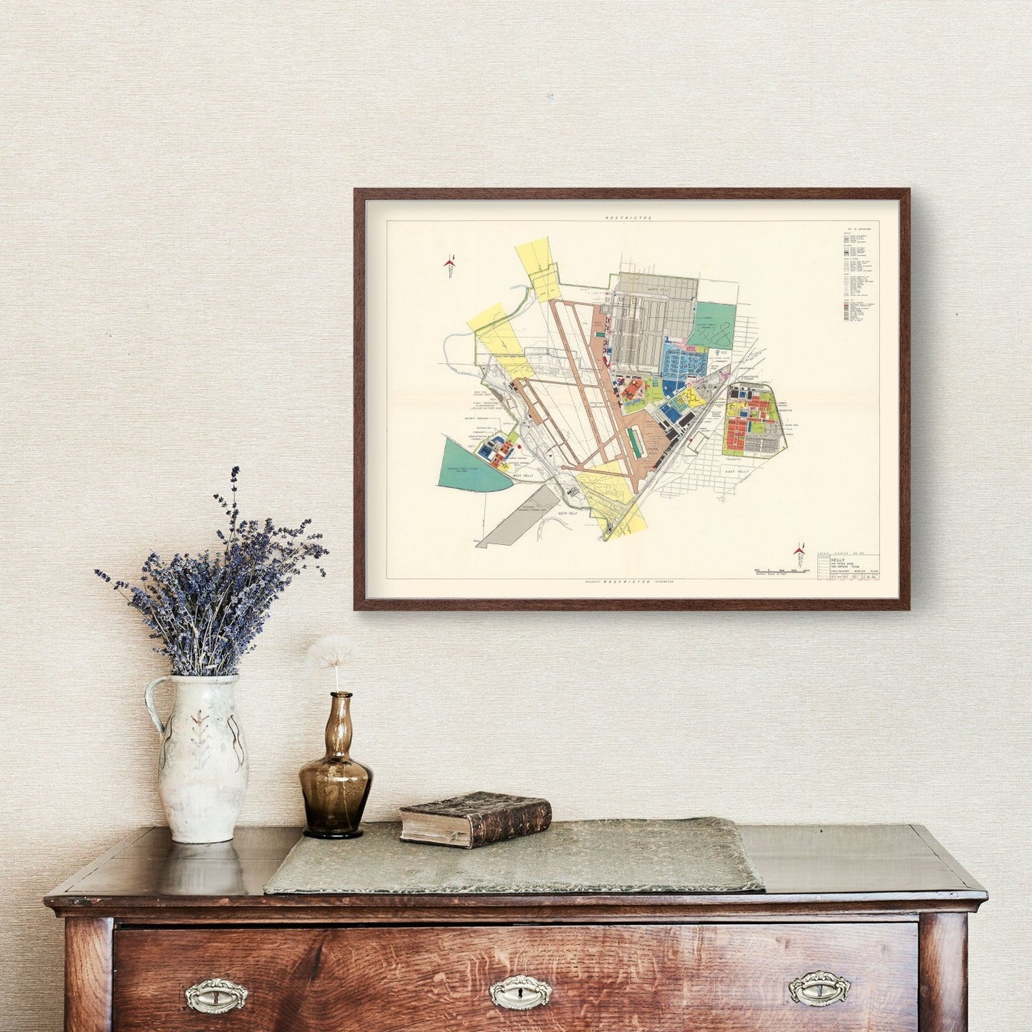 Vintage Map of Kelly Air Force Base, San Antonio, 1952