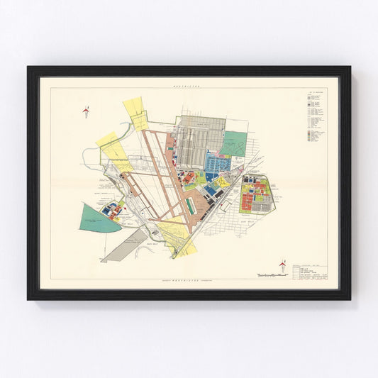 Vintage map of Kelly Air Force Base, San Antonio, 1952