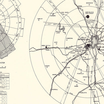 Vintage Map of Kelly Air Force Base Vicinity, Texas, 1952