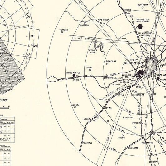 Vintage Map of Kelly Air Force Base Vicinity, Texas, 1952