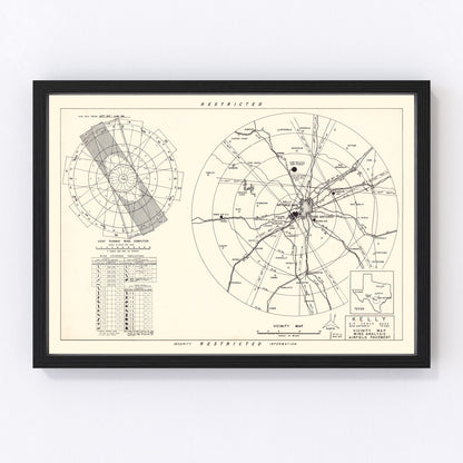 vintage map of Kelly Air Force Base vicinity, San Antonio, Texas, 1952