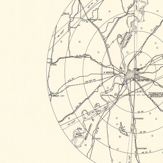 Vintage Map of Mallory Specialized Air Force Depot Vicinity, Tennessee, 1952