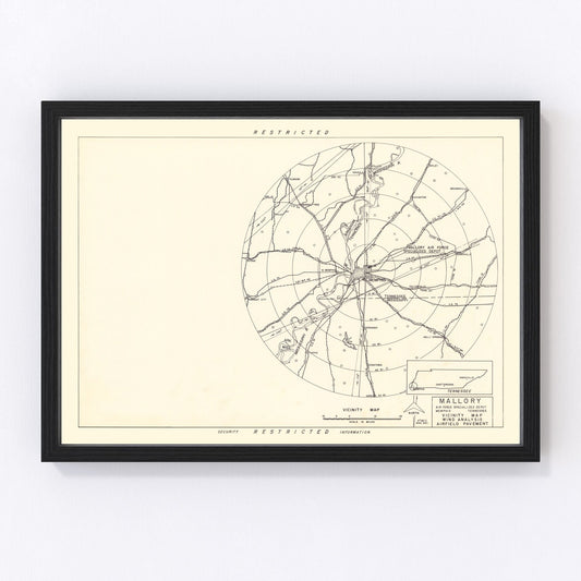 vintage map of Mallory Specialized Air Force Depot vicinity, Memphis, Tennessee, 1952