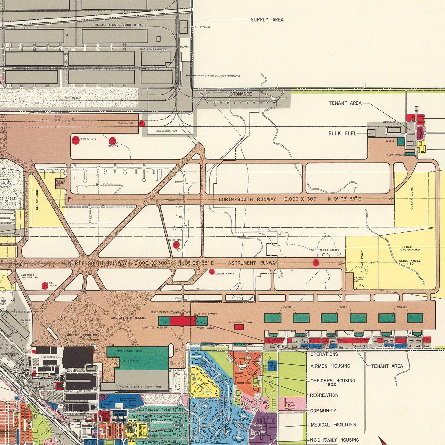 Vintage Map of McClellan Air Force Base, Sacramento, 1952