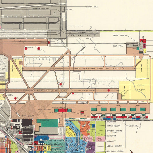 Vintage Map of McClellan Air Force Base, Sacramento, 1952