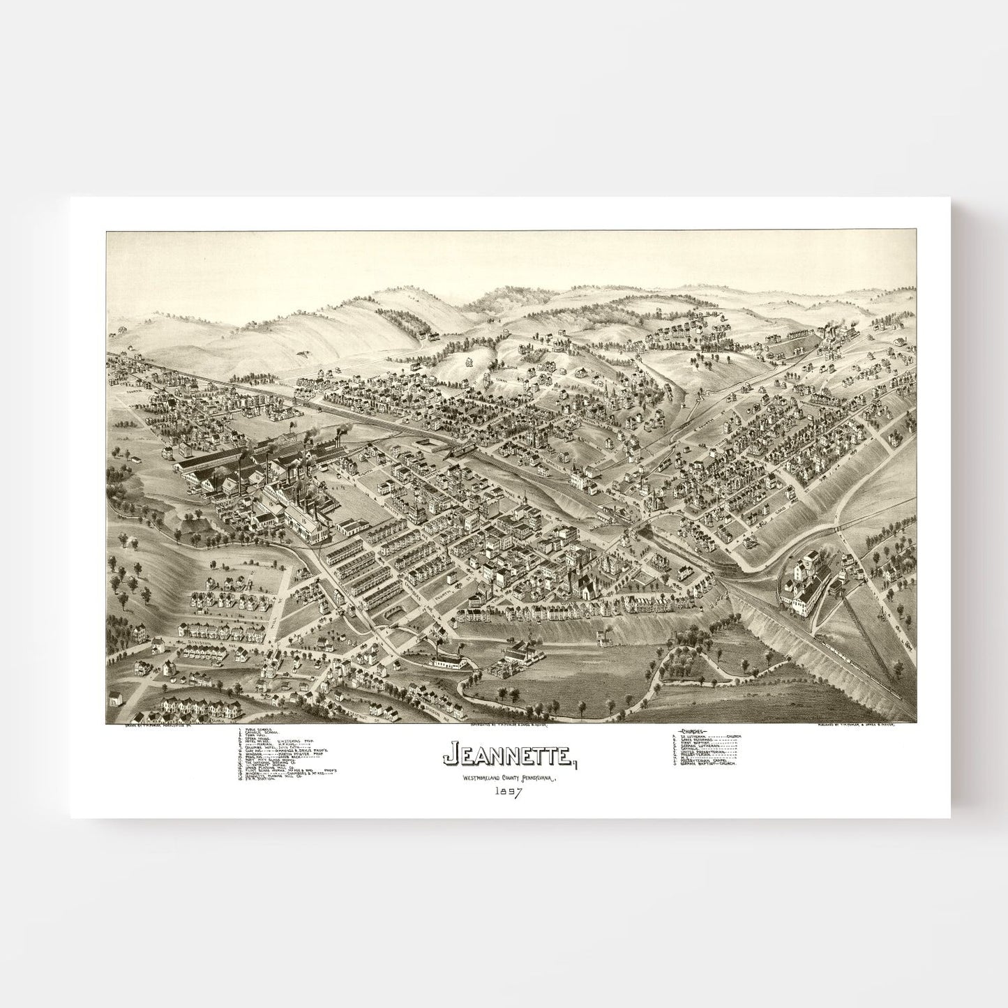 Vintage Map of Jeannette, Westmoreland County, Pennsylvania, 1897