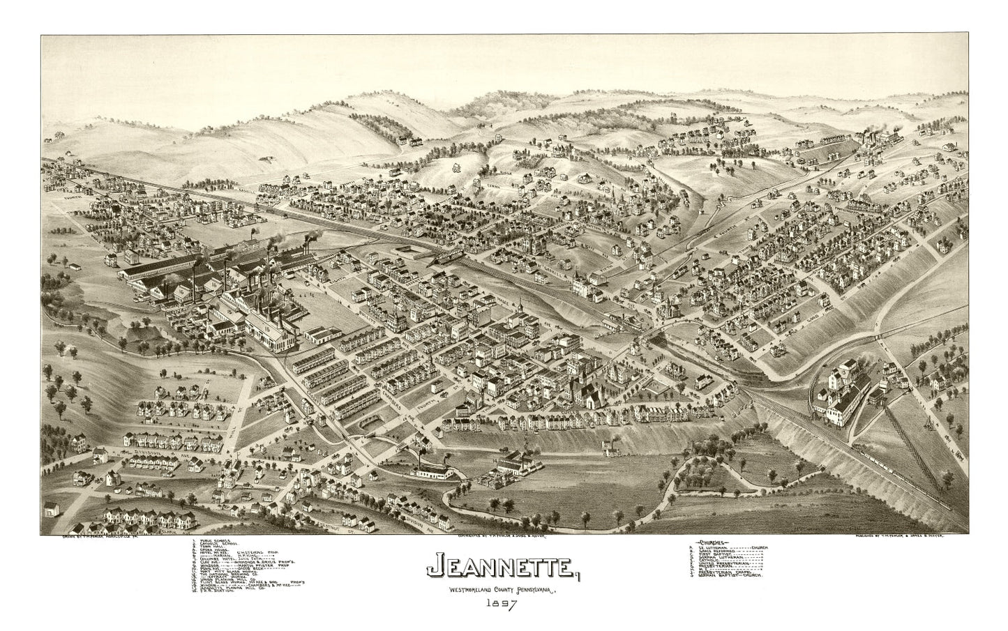 Vintage Map of Jeannette, Westmoreland County, Pennsylvania, 1897