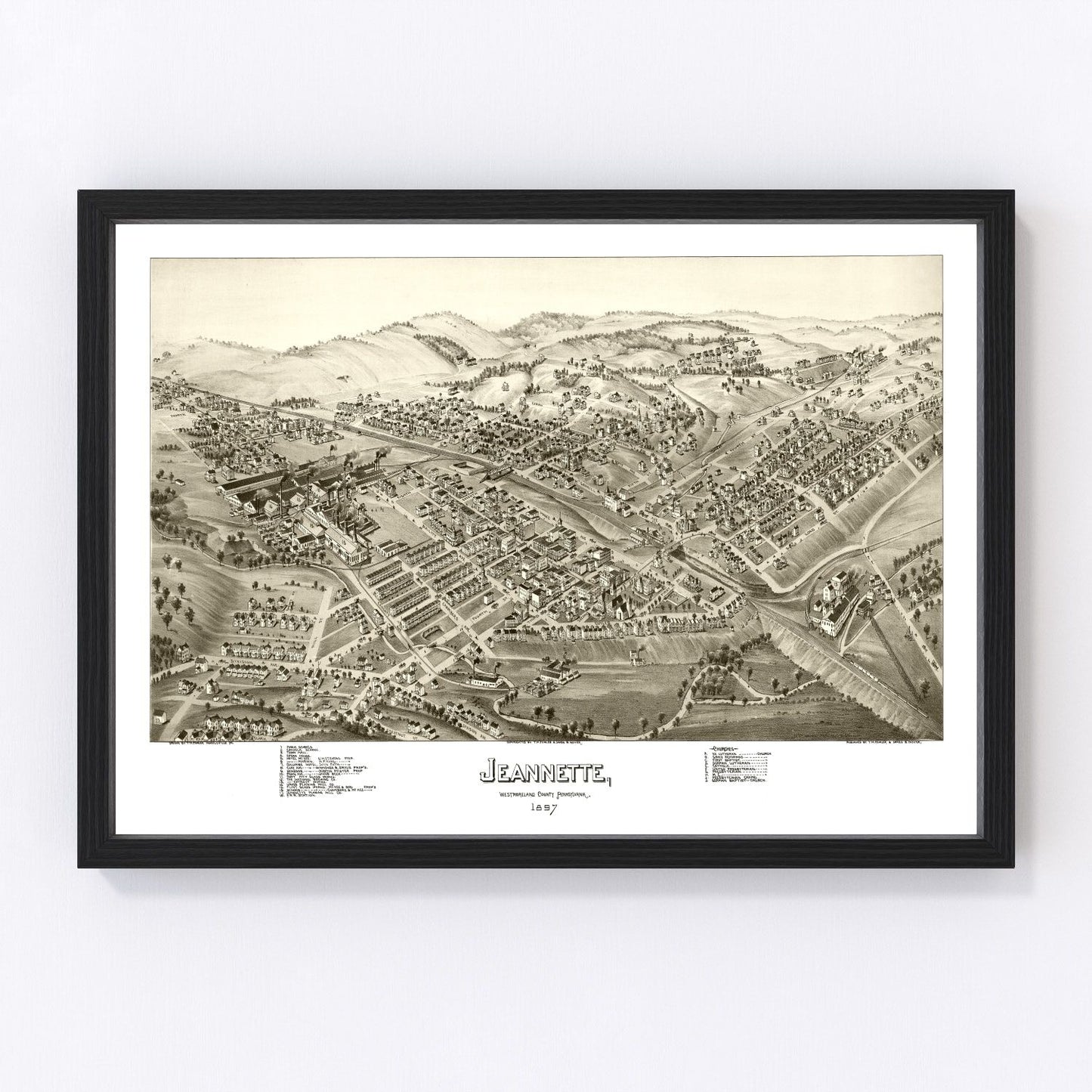 Vintage map of Jeannette, Pennsylvania, 1897