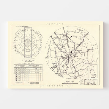 Vintage Map of McClellan Air Force Base Vicinity, California, 1952