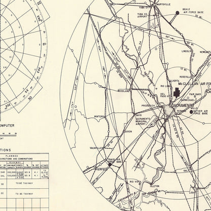 Vintage Map of McClellan Air Force Base Vicinity, California, 1952