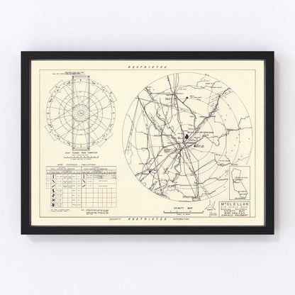 vintage map of McClellan Air Force Base vicinity, Sacramento County, California, 1952