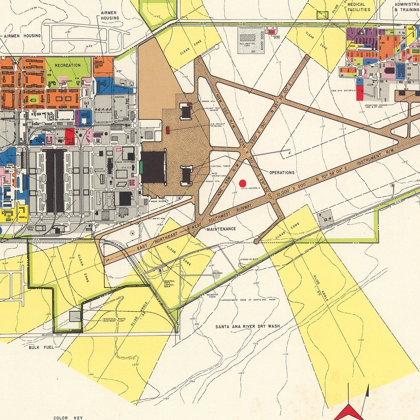 Vintage Map of Norton Air Force Base, San Bernardino, 1952