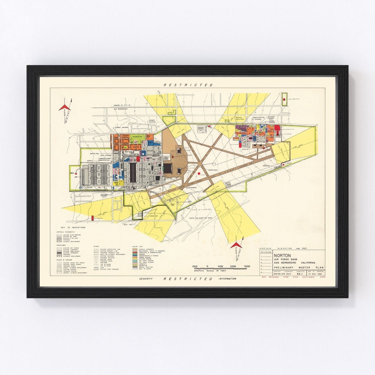 vintage map of San Bernardino, California, 1952