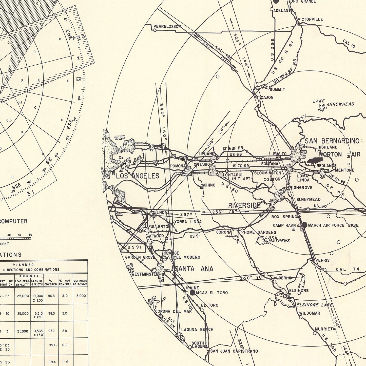 Vintage Map of Norton Air Force Base Vicinity, California, 1952