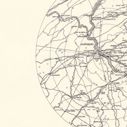 Vintage Map of Olmsted Air Force Base Vicinity, Pennsylvania, 1951