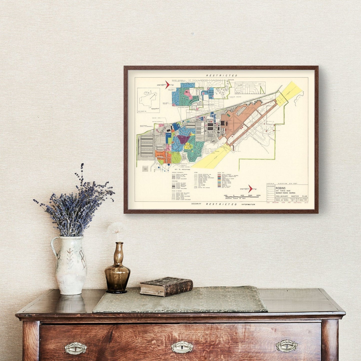 Vintage Map of Warner Robins, Georgia (Robins Air Force Base), 1952