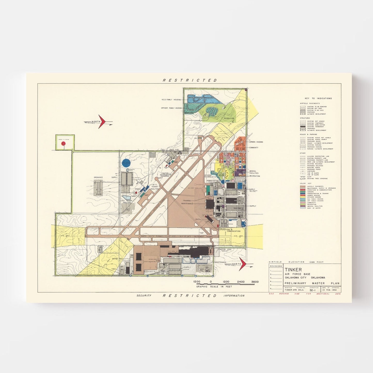 Vintage Map of Oklahoma City, Oklahoma, 1952
