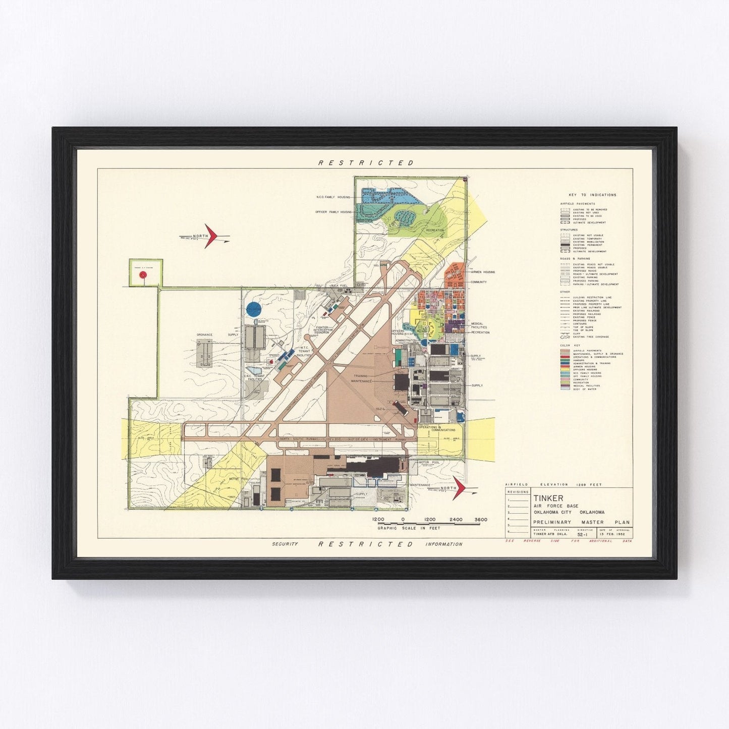 vintage map of Oklahoma City, Oklahoma, 1952