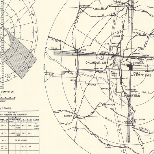 Vintage Map of Tinker Air Force Base Vicinity, 1952