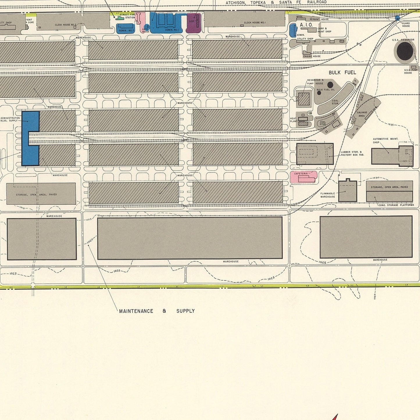 Vintage Map of Topeka, Kansas, 1951
