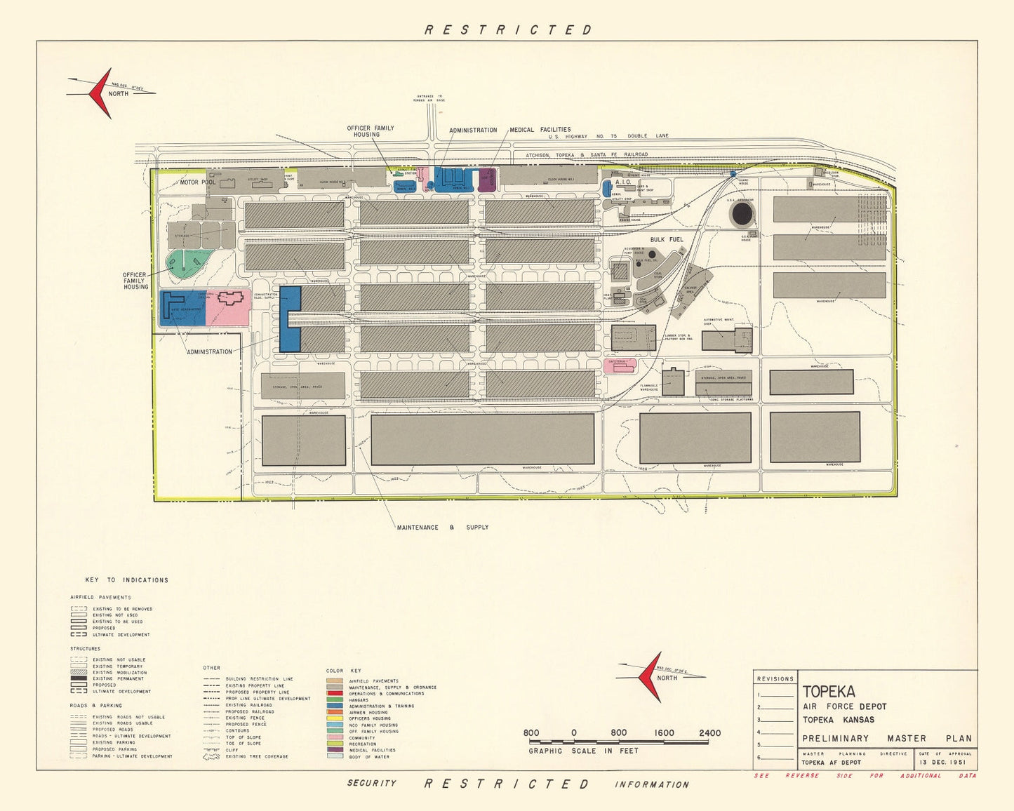 Vintage Map of Topeka, Kansas, 1951