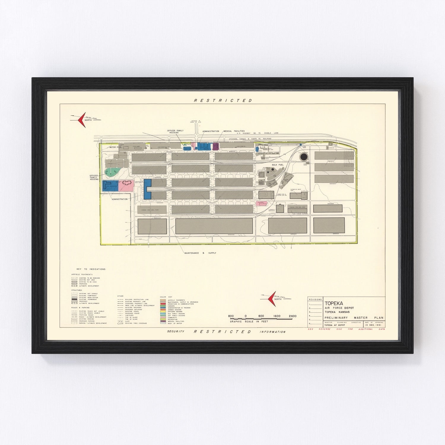 vintage map of Topeka, Kansas, 1951