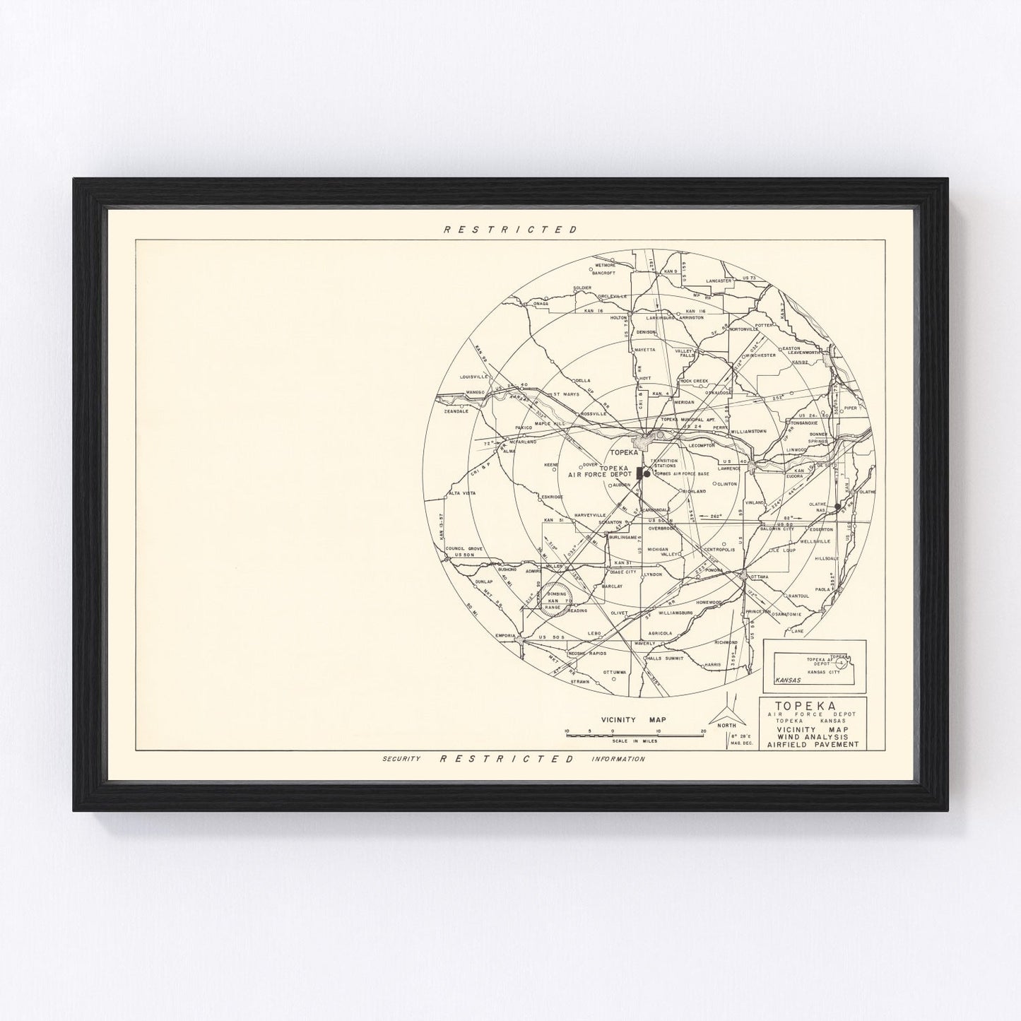 vintage map of Topeka Air Force Depot vicinity, 1951