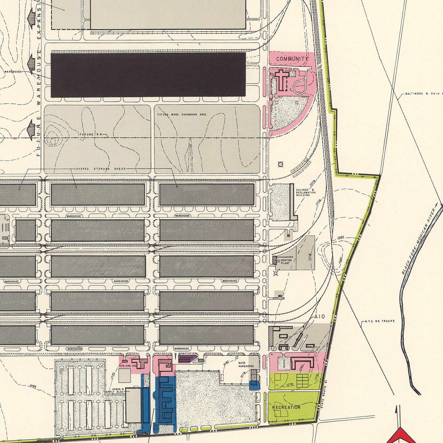 Vintage Map of Wilkins Air Force Depot, Pennsylvania, 1952