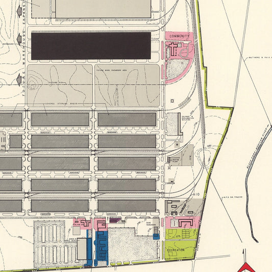 Vintage Map of Wilkins Air Force Depot, Pennsylvania, 1952