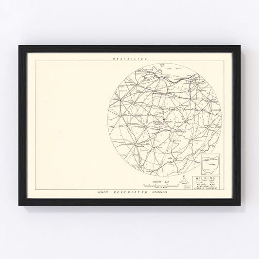 vintage map of Wilkins Air Force Depot vicinity, 1952