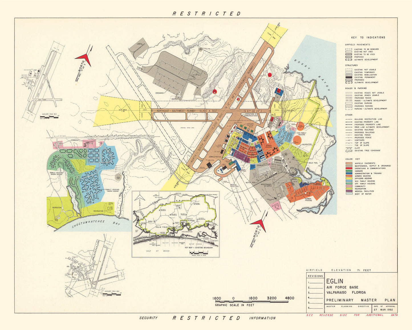 Vintage Map of Valparaiso and Eglin AFB Area, Florida, 1952
