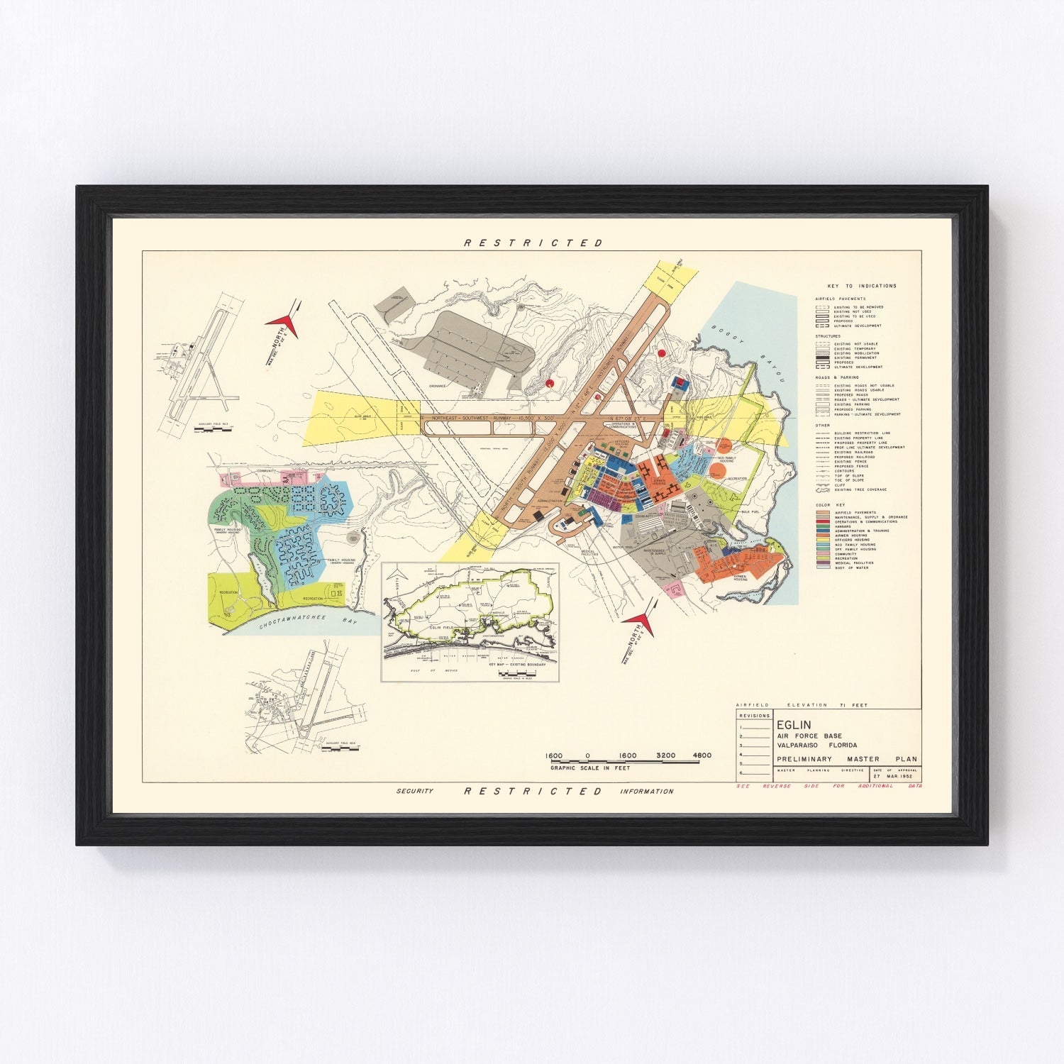 Vintage map of Valparaiso and Eglin AFB area, Florida, 1952