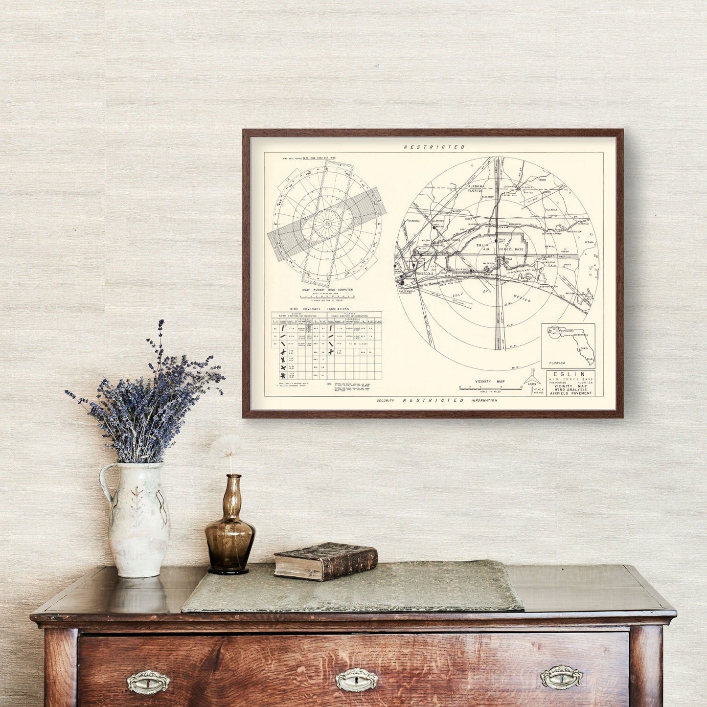 Vintage Map of Eglin Air Force Base Vicinity, Florida 1952