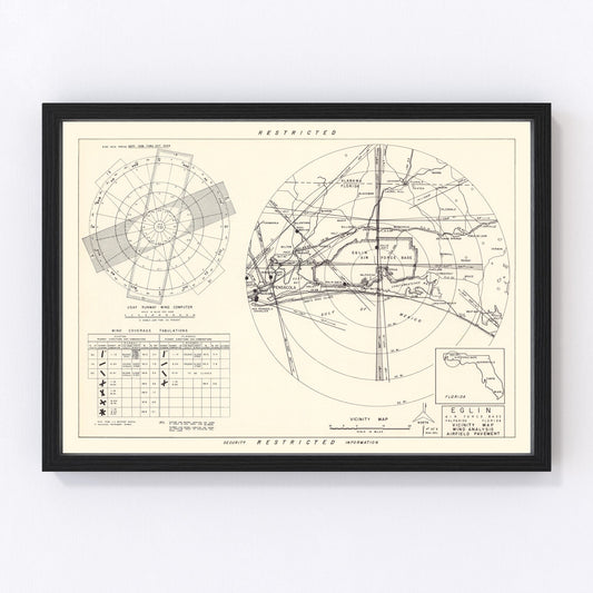vintage map of Eglin Air Force Base vicinity, Florida, 1952