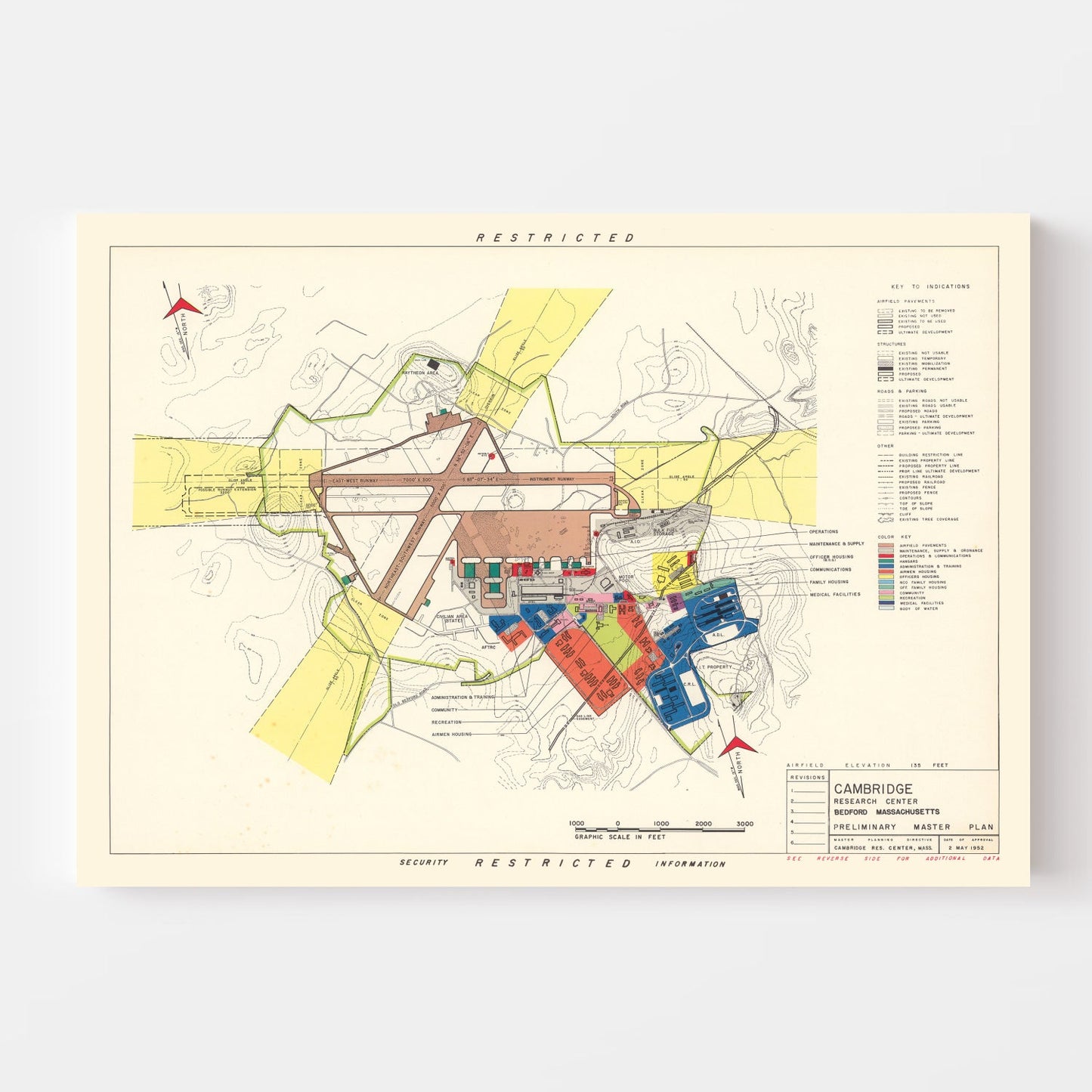Vintage Map of Cambridge Research Center, 1952