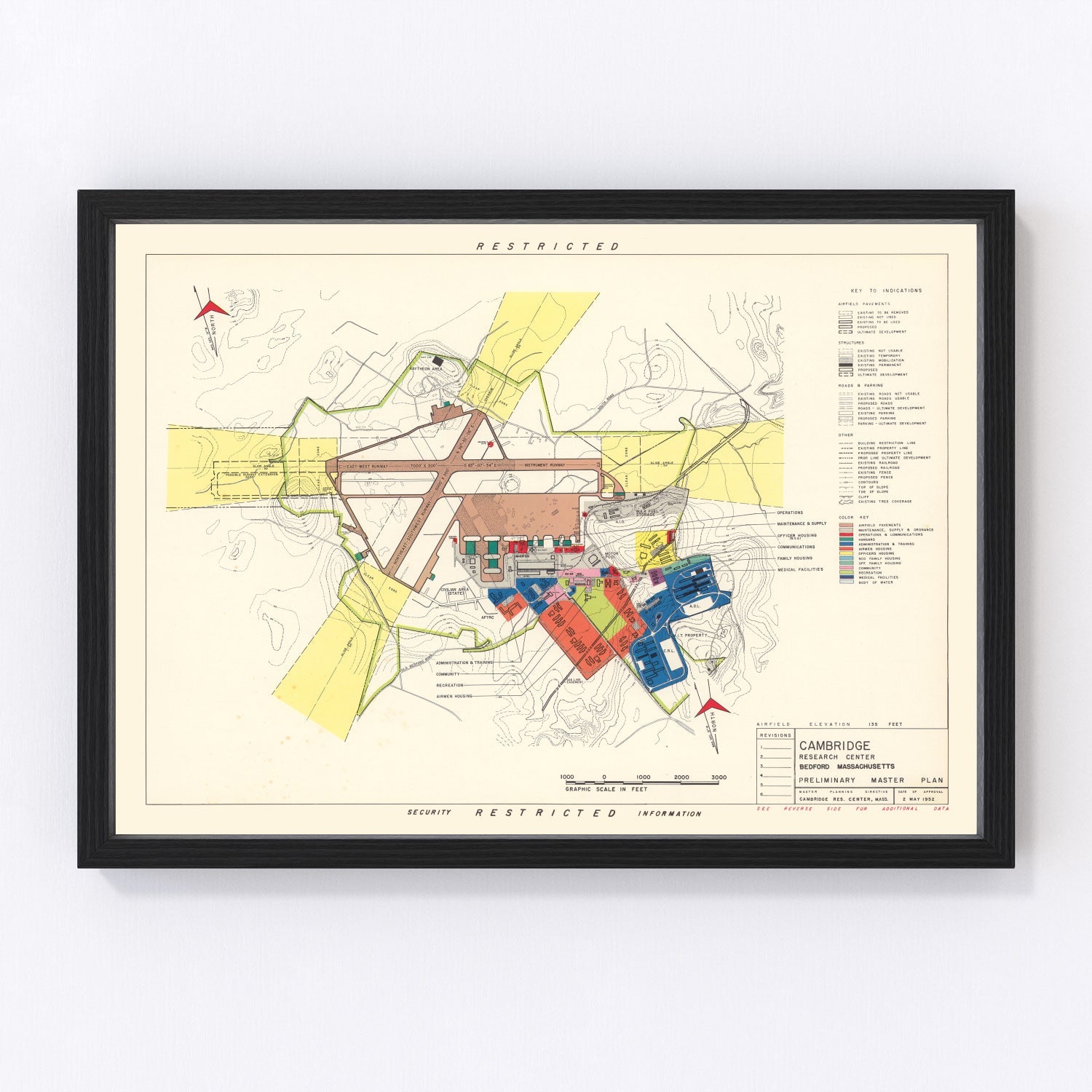 Vintage aeronautical map of Cambridge Research Center, Massachusetts, 1952